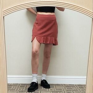 ABERCROMBIE & FITCH Medium Linen Blend Ruffle Hem Skirt